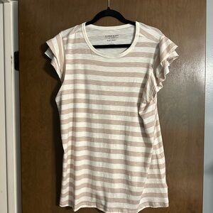 Torrid White and Cream Flutter Sleeve Tee